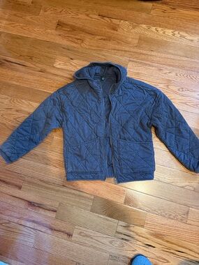 wild fable Quilted Hooded Jacket in Charcoal Gray